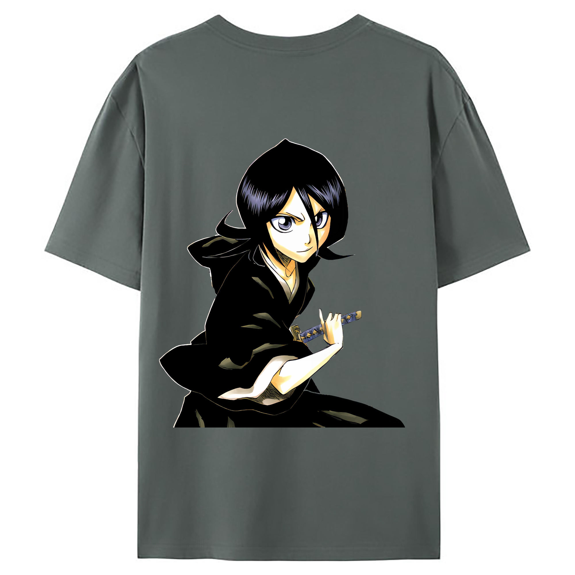 （画像用） ブリーチ 朽木ルキア BLEACH Kuchiki Rukia 綿100％ メンズ半袖Tシャツ（バックプリント） 通気性
